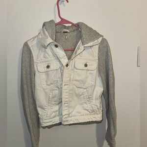 FREE PEOPLE sweatshirt denim hooded jacket